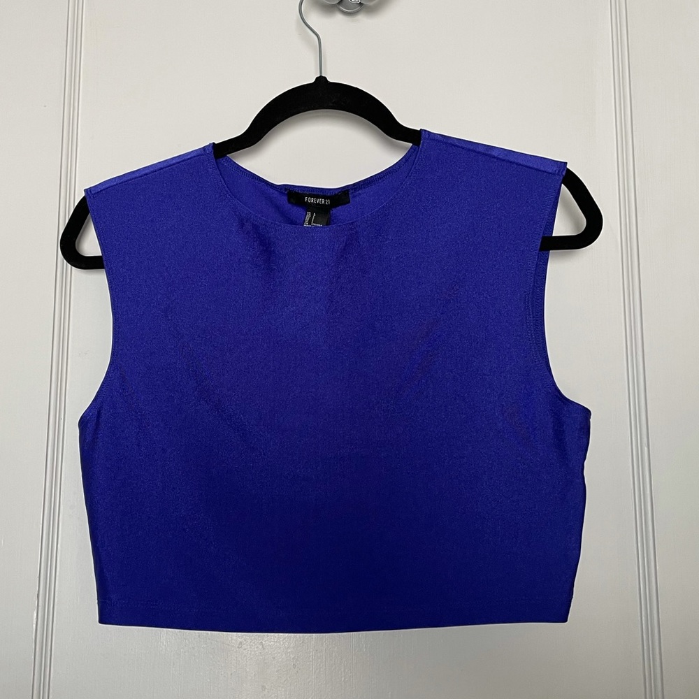 Forever 21 Shimmer Blue Crop Top